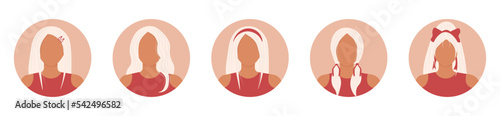 Icon set of Hispanic girl with different hairstyles