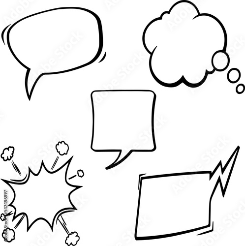 Speech bubble set line icons. Speech bubble vector line pictogram. Comic dialog clouds. Vector illustration