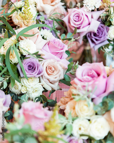 Pastel wedding flowers and bouquet