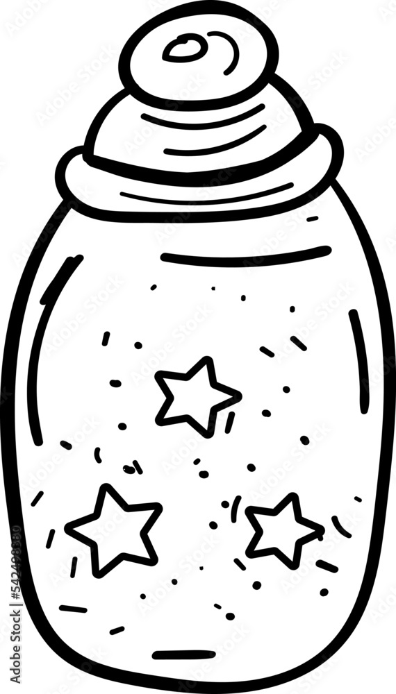 Bottle of Stars Inside Vector Hand Drawn Illustration Bottle of Stars Inside Vector Hand Drawn Illustration