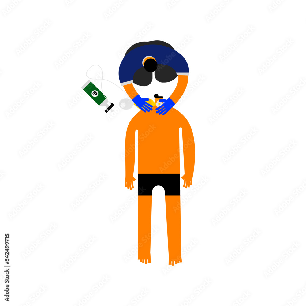 Illustration of cartoon characters, assisted ventilation by one person. Illustration of cartoon characters, assisted ventilation by one person.