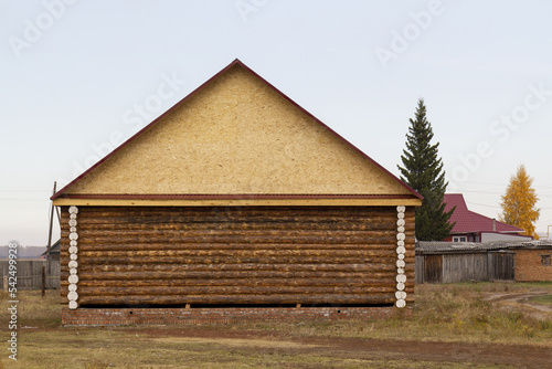Construction of a new house in a suburban cottage village.