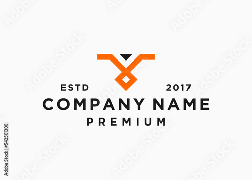 letter v with eagle logo design vector illustration template