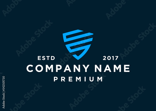 letter cs shield logo design vector illustration template