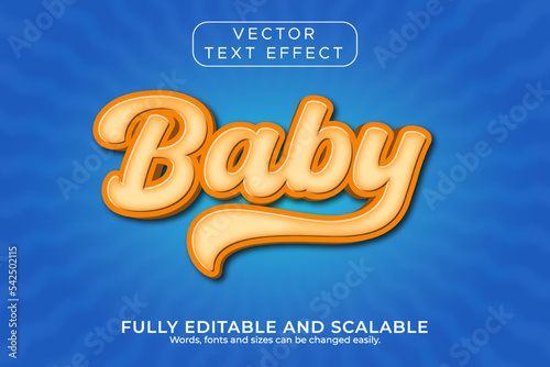Baby text effect, fully editable vector file