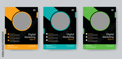 Brochure design, cover modern layout, annual report, poster, flyer in A4 with colorful triangles, Corporate business flyer