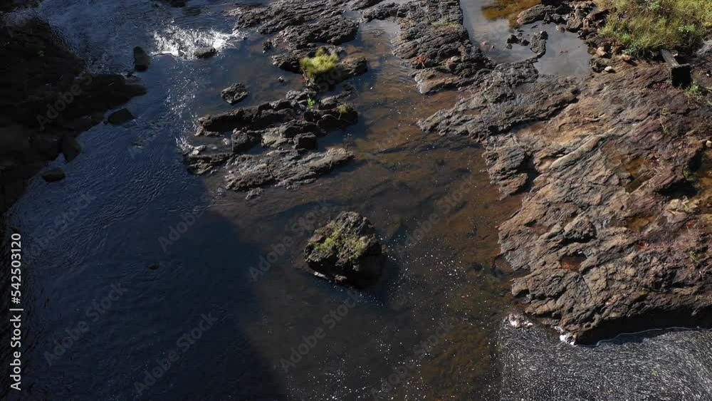drone low shot hovering over waterfall, Bahia, Serra Grande drone low shot hovering over waterfall, Bahia, Serra Grande