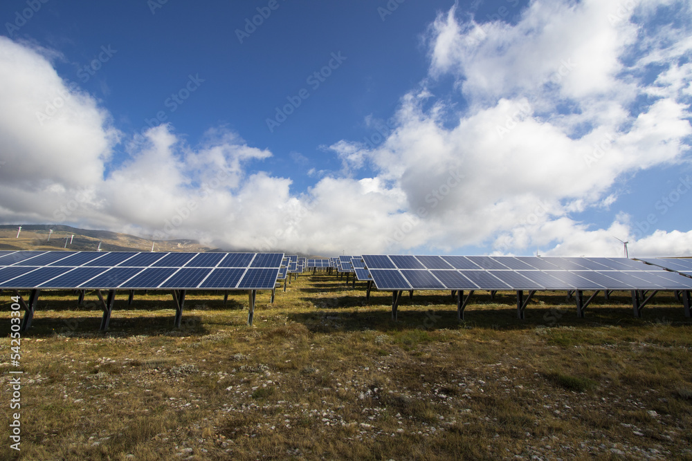 A photovoltaic system. Power system for solar power by means of photovoltaics. Popular sustainable, renewable energy. Smaller impact on the environ
A photovoltaic system. Power system for solar power by means of photovoltaics. Popular sustainable, renewable energy. Smaller impact on the environ