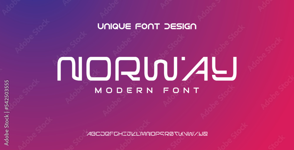 NORWAY Abstract digital modern alphabet font. Logo creative font, type, technology, movie, digital, music, movie.  Font and illustration in vector format.