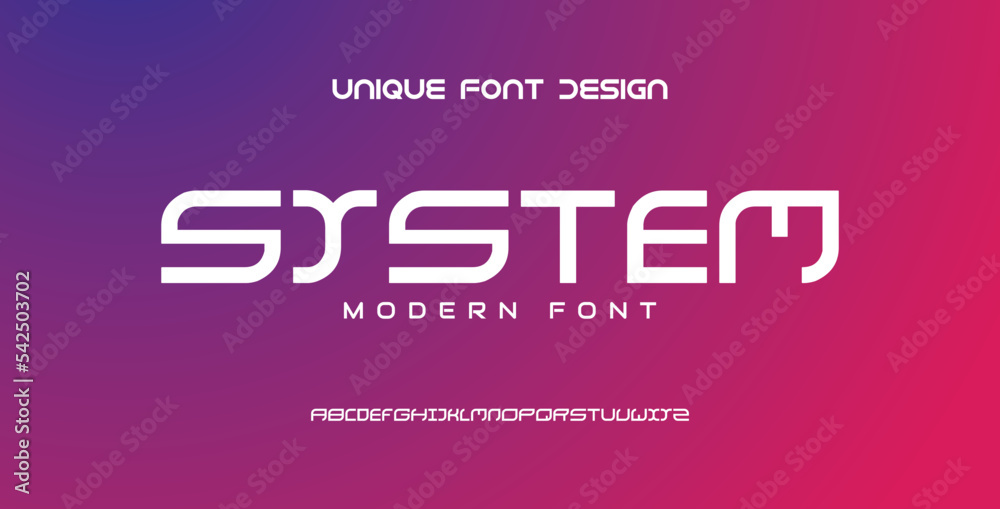 SYSTEM Minimal urban font. Typography digital modern alphabet font. Minimalist style line fonts set. Vector illustration