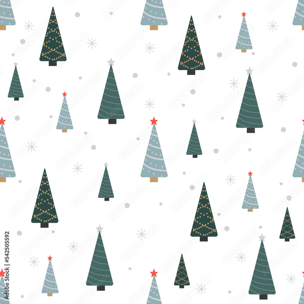 Christmas seamless pattern with spruce trees