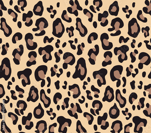  Seamless leopard print vector trendy wild cat texture, animal pattern for textile