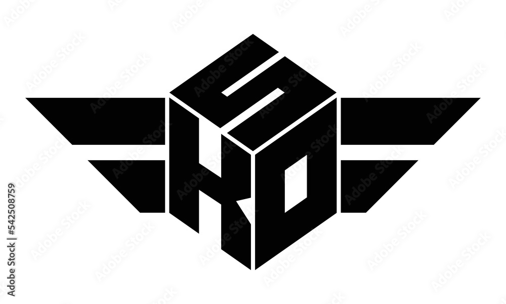 SKO three letter gaming logo in polygon cube shape logo design vector template. wordmark logo | emblem logo | monogram logo | initial letter logo | sports logo | minimalist logo | typography logo | - obrazy, fototapety, plakaty 