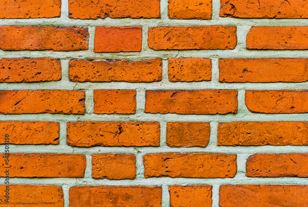 Obraz premium Textured red old brick wall with cracks. Background.