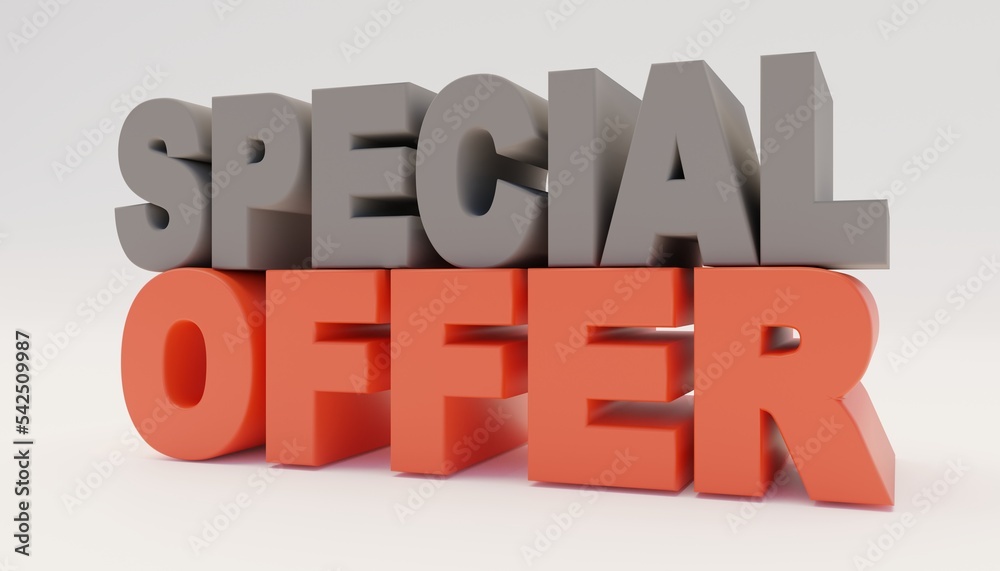 3d Special offer text on white background 3d Special offer text on white background