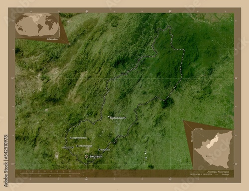 Jinotega, Nicaragua. Low-res satellite. Labelled points of cities photo