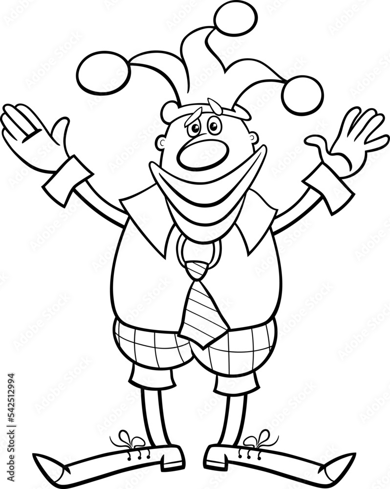 cartoon clown or jester comic character coloring page