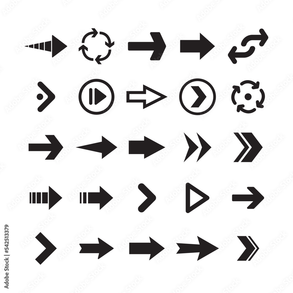 Arrow icons. Simple directional pictogram arrows. Arrow icons. Simple directional pictogram arrows.