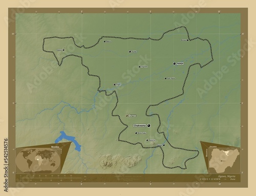 Jigawa, Nigeria. Physical. Labelled points of cities photo