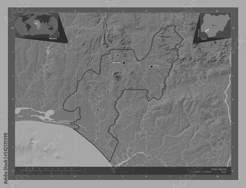 Ondo, Nigeria. Bilevel. Labelled points of cities photo