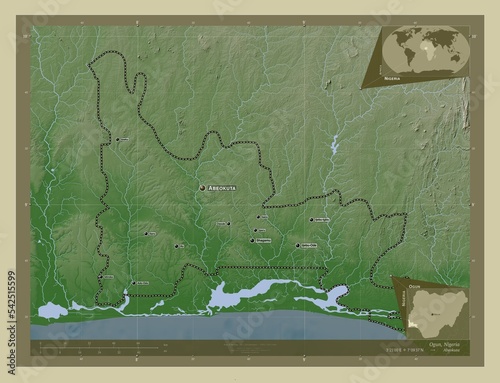 Ogun, Nigeria. Wiki. Labelled points of cities photo