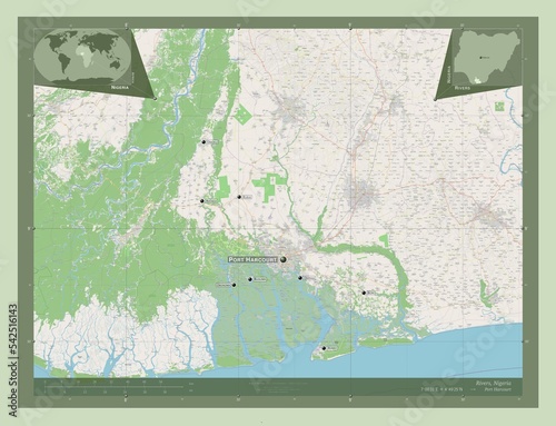 Rivers, Nigeria. OSM. Labelled points of cities