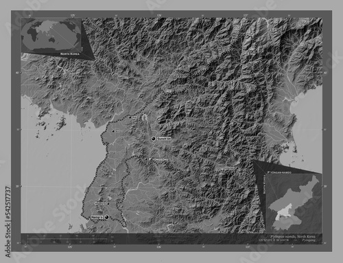 P'yongan-namdo, North Korea. Bilevel. Labelled points of cities photo