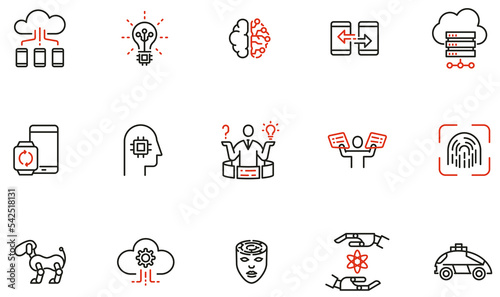 Vector Set of Linear Icons Related to Technology Automation and Implementation Digital Tools. Mono Line Pictograms and Infographics Design Elements