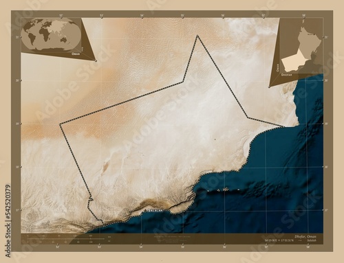 Dhofar, Oman. Low-res satellite. Labelled points of cities photo