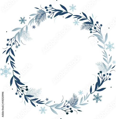 Merry Christmas wreath. New year holiday greeting card