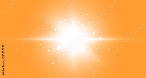 Solar rays.Warm sun on a yellow background. Leto.bliki. 
