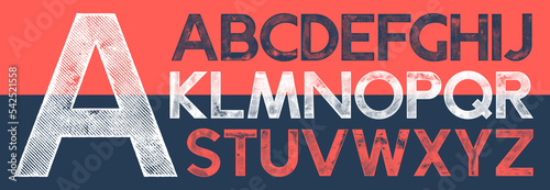 Textured Font with Rough Halftone Lines Design.