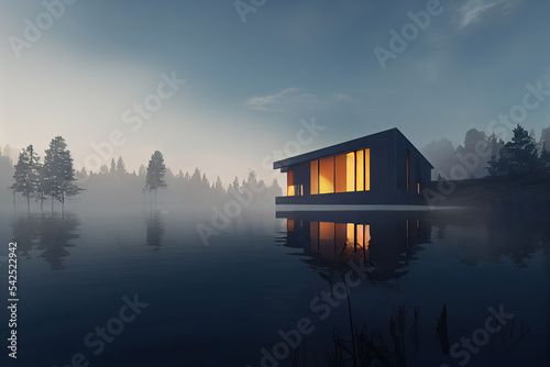 Modern house at lake © neirfy