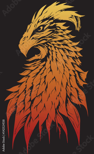 Vector image of a hand-drawn phoenix for a logo or stickers