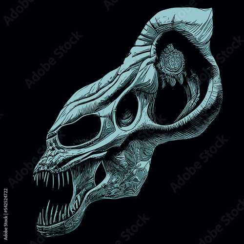 Alien skull vector image hand drawing style
