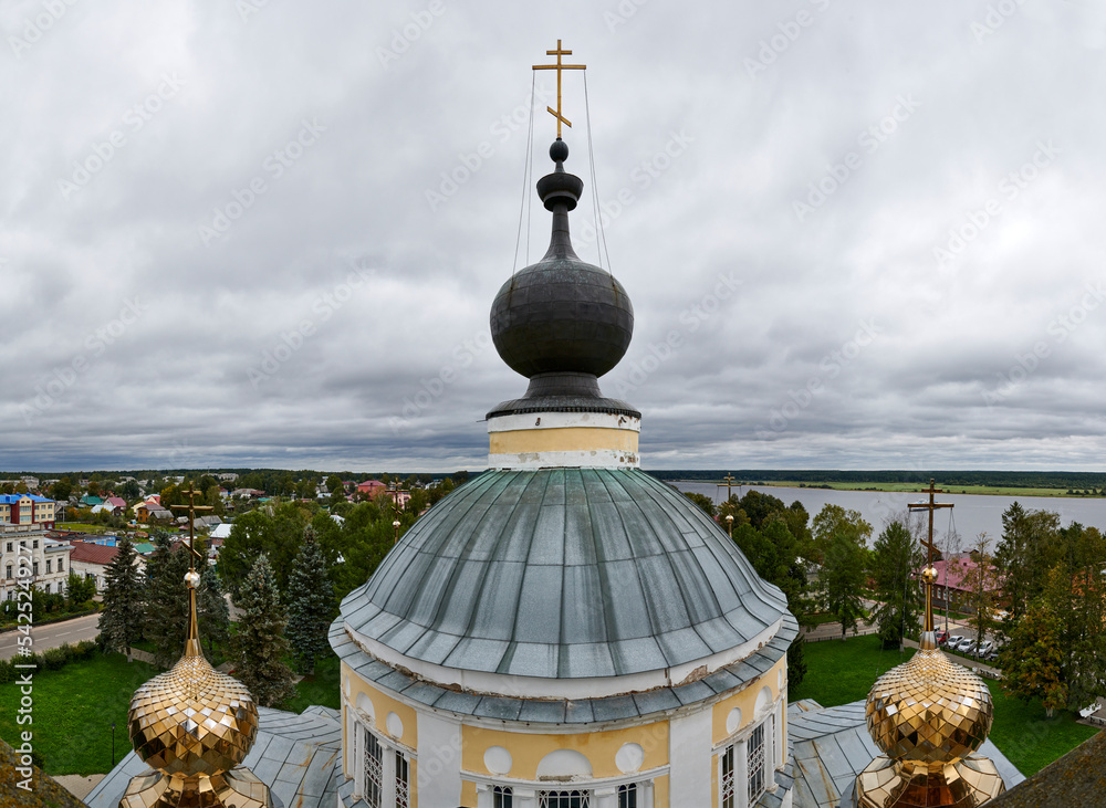 Russia. The town of Myshkin. Assumption Cathedral. Panorama from the bell tower to the North-East