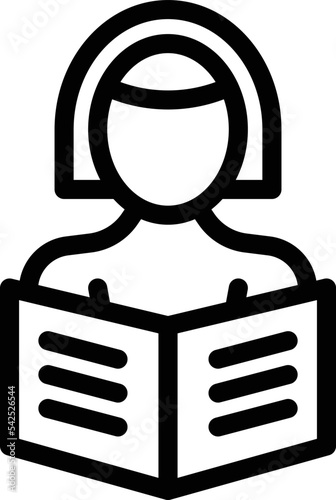 Read kid book icon outline vector. Baby education. Service woman