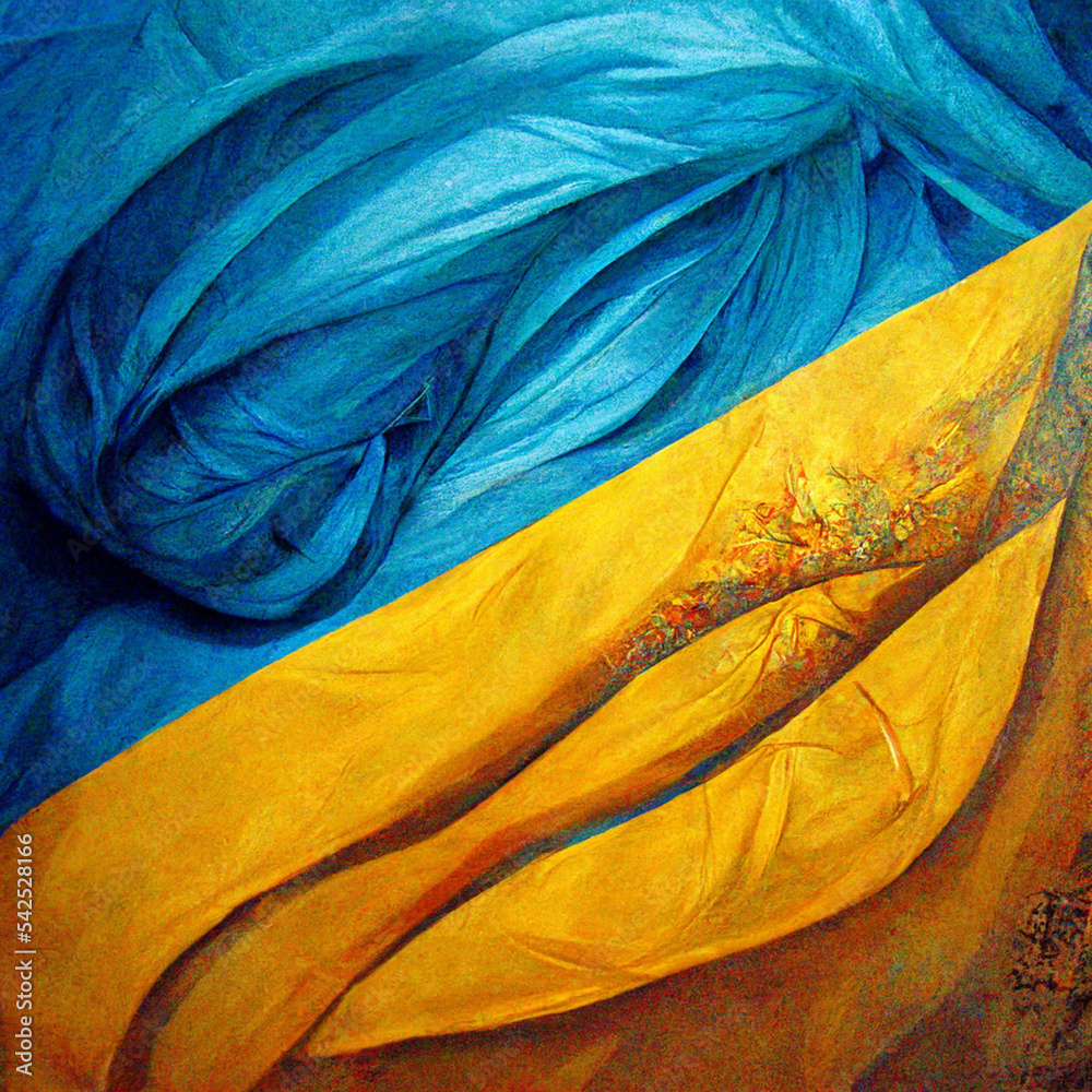 Abstract painting on blue and yellow watercolor painting background. Ukrainian colors. Abstract painting on blue and yellow watercolor painting background. Ukrainian colors.