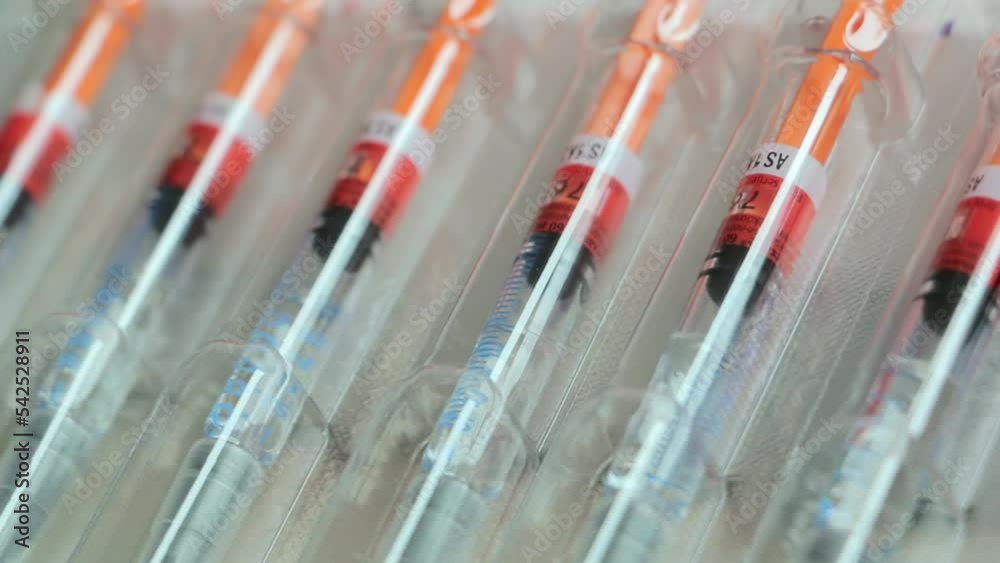 Sterile syringes and needles injection. Injection to prevent blood