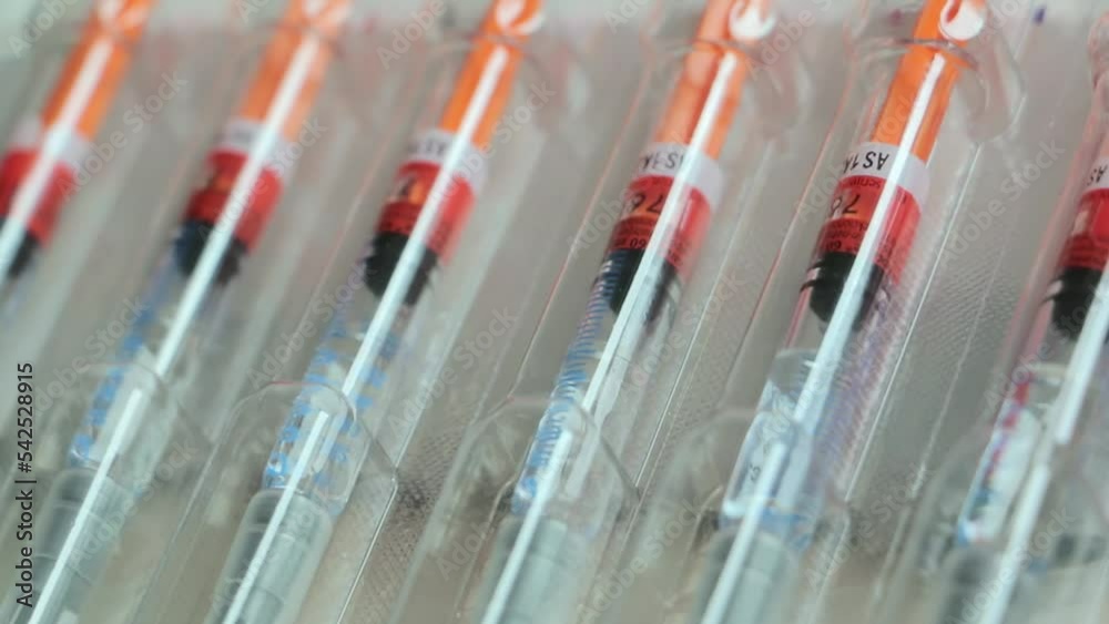 Sterile syringes and needles injection. Injection to prevent blood clots or deep vein thrombosis