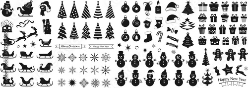 Print op canvas Christmas Vector Icon Set. Vector illustration.