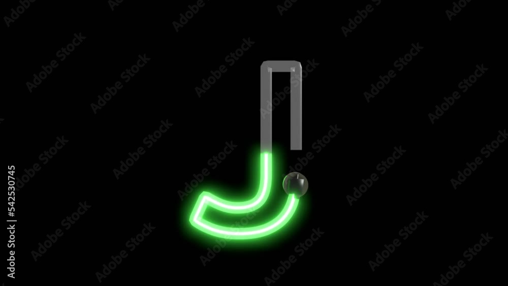 Neon script word  Themed Font  Letter J