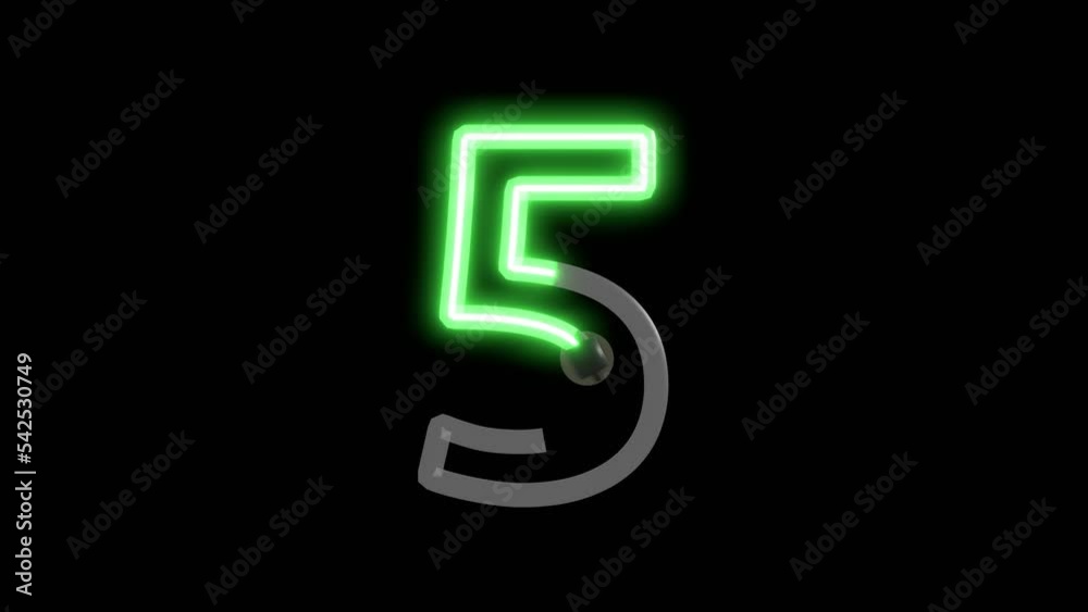 Neon script word Themed Font Number 5 Neon script word Themed Font Number 5