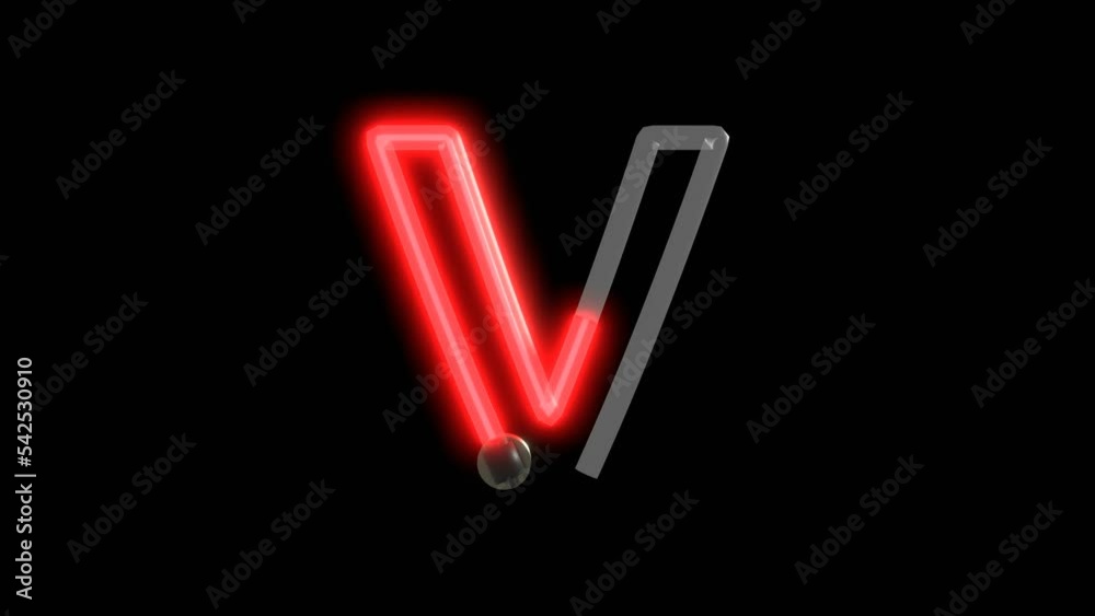 Neon script word Themed Font Letter V Neon script word Themed Font Letter V