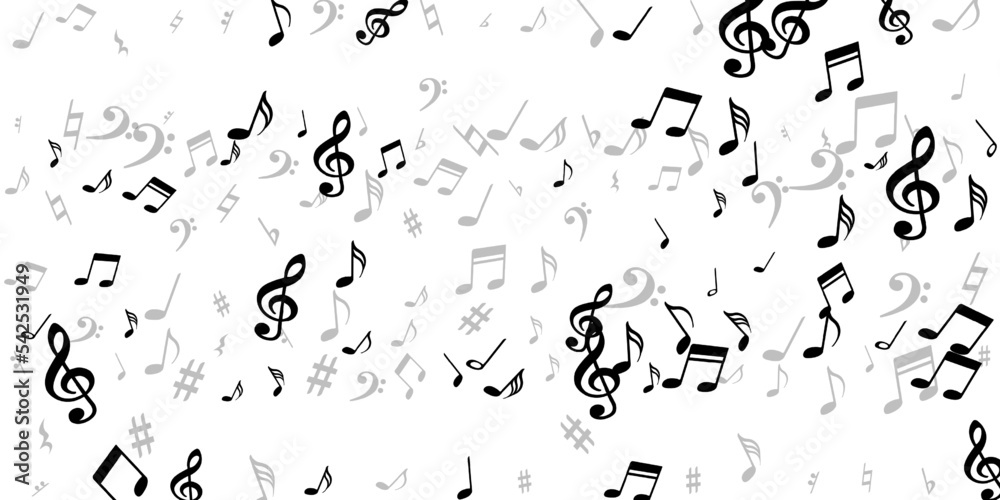Music notes cartoon vector pattern. Sound
