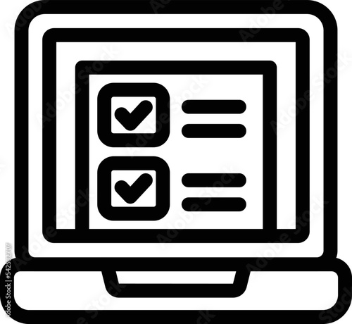 Laptop vote icon outline vector. Election poll. Online box
