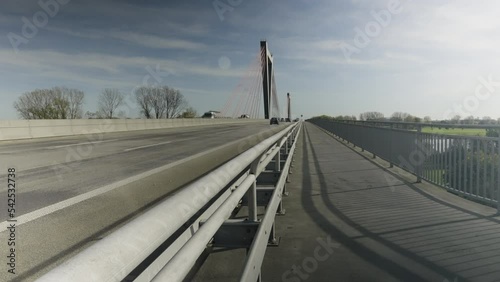 vehicles on the airport bridge near the german city of düsseldorf with a low shutter setting