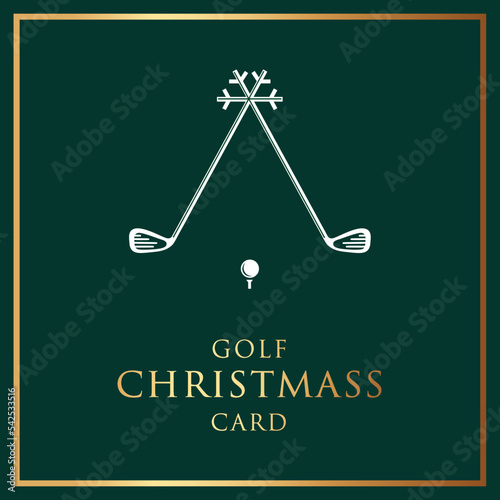 Golf Christmas card - Simple and Clean - Vector. Merry Christmas and Happy New Year text 