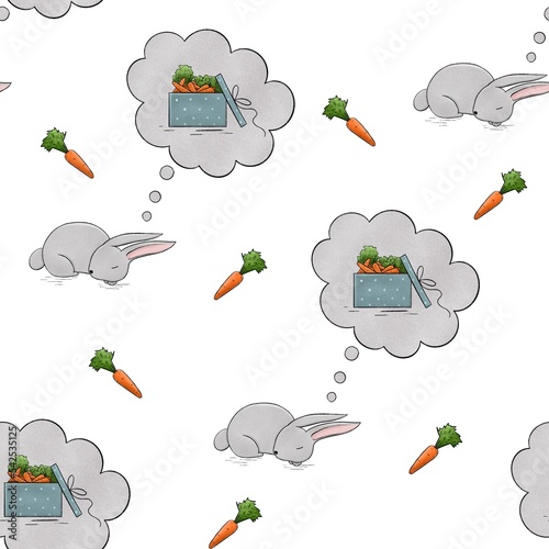 Christmas Pattern with Christmas Pattern with rabbit and carrot. 