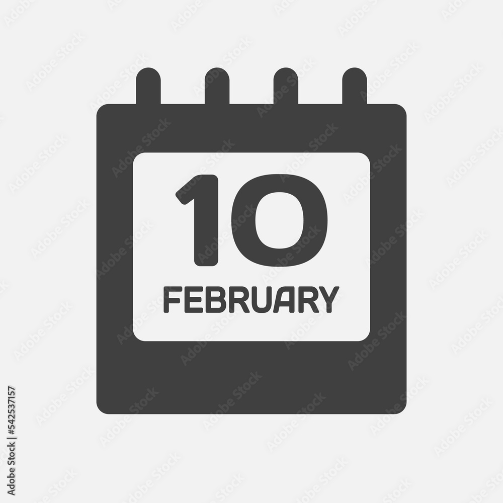 Icon day date 10 February, template calendar page Icon day date 10 February, template calendar page